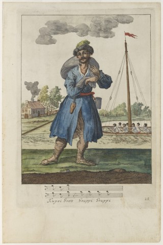 Handlarz kaszą cykl rycin pt. Gdańscy Wywoływacze Mateusz Deisch 1724-1789