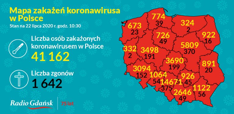 koronawirus mapa 22 lipca