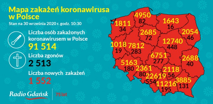 koronawirus mapa 30 wrzesnia