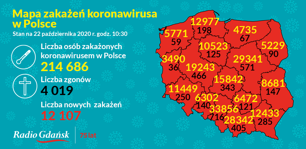 koronawirus mapa 22 października