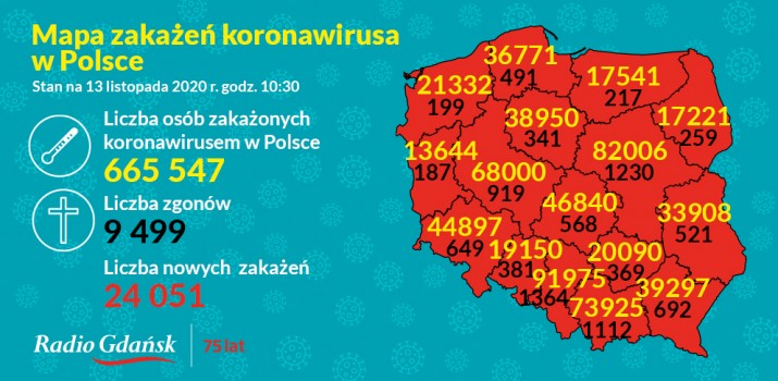 koronawirus mapa 13 list