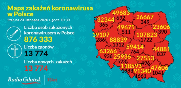 koronawirus mapa 23.11