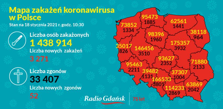 koronawirus mapa 18.01