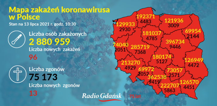 koronawirus mapa 13.07