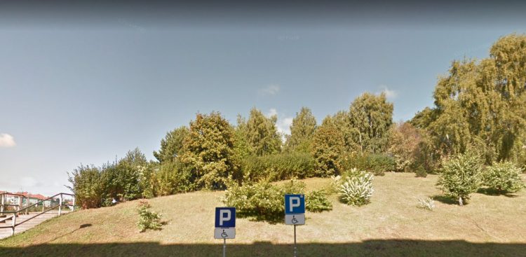 Wzgórze, na którym znajduje się cmentarz choleryczny w Gdyni Karwinach
(Fot. Google Street View)