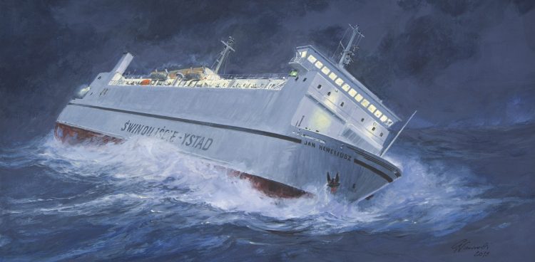 Grzegorz Nawrocki „Zatonięcie promu Jan Heweliusz” (fot. Narodowe Muzeum Morskie)