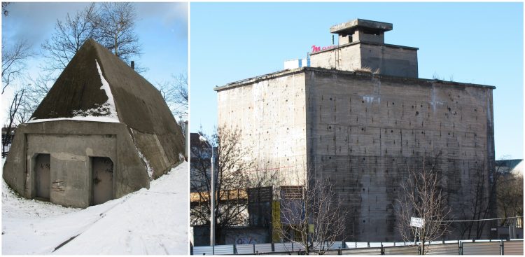 Naziemny schron przeciwlotniczy w gdyńskim porcie | Niemiecki schron przeciwlotniczy z okresu II wojny światowej w centrum Gdańska, ulica Olejarna (fot. Wikimedia Commons)