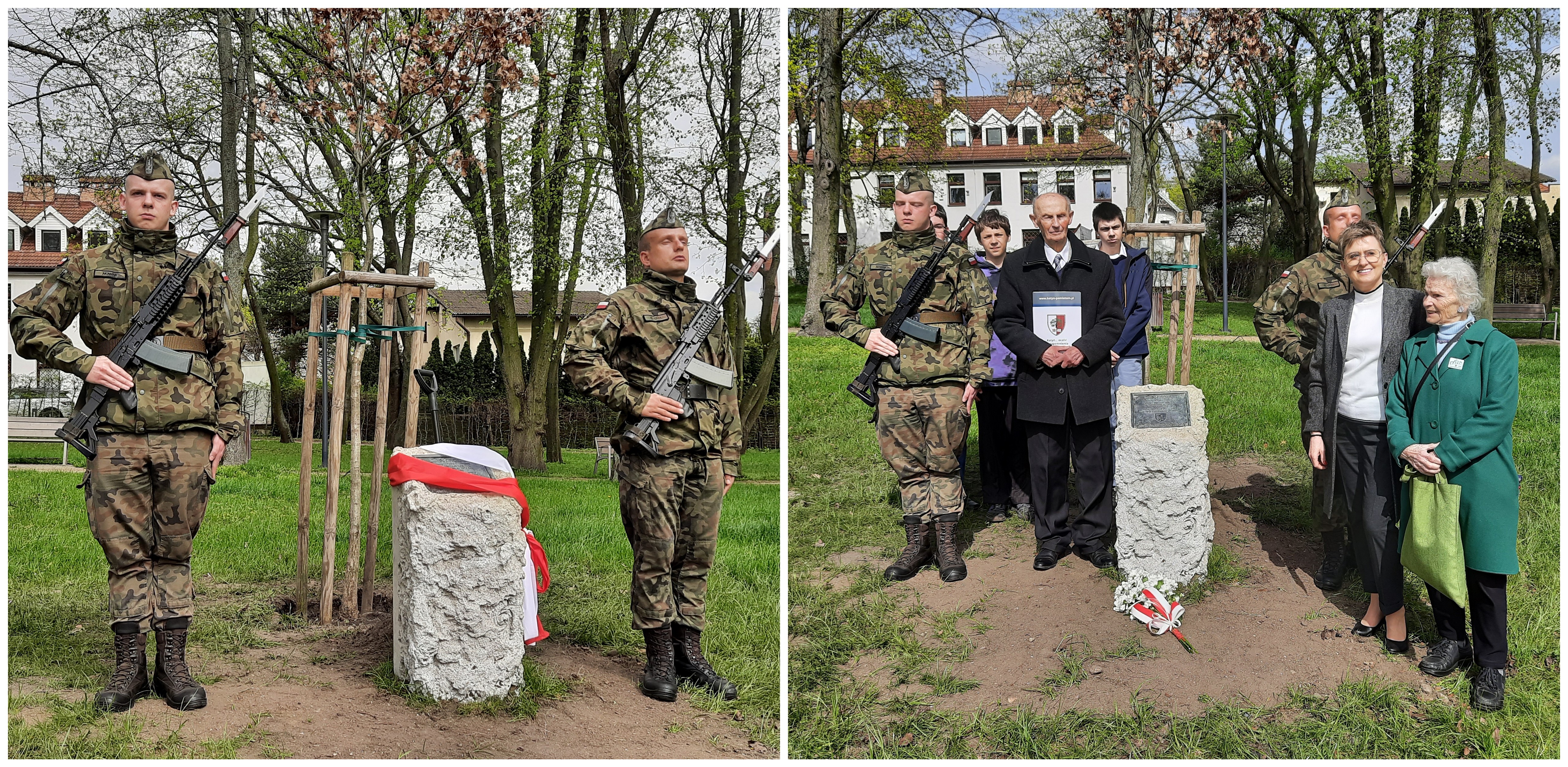Na zdjęciu Bogusław Butkiewicz, syn uhonorowanego "Dębem Pamięci" i okolicznościową tablicą Jana Butkiewicza. (fot. M. Rzepiak)