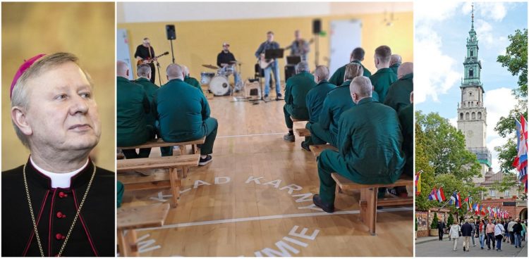 Na zdjęciu: bp. Wiesław Szlachetka, koncert w Zakładzie Karnym w Sztumie i Jasna Góra (fot. KFP/Krzysztof Mystkowski, arch. Zakładu Karnego w Sztumie,
Flickr/Dennis Jarvis)