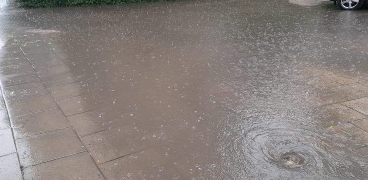 Deszczówka spływa na posesję przy ul. Zygmunta Augusta 74. (fot. słuchaczka RG)