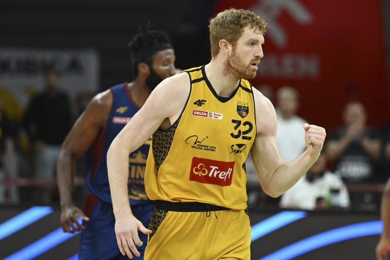 Sopot, 31.05.2024. Zawodnik Trefla Sopot Geoffrey Groselle podczas pierwszego meczu fina³owego Ekstraklasy koszykarzy z Kingiem Szczecin, 31 bm. (mk) PAP/Adam War¿awa