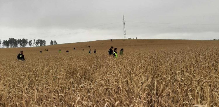 W akcji poszukiwawczej sprawcy dachowania brali udział policjanci z strażacy z OSP. (fot. OSP Dąbrówka)