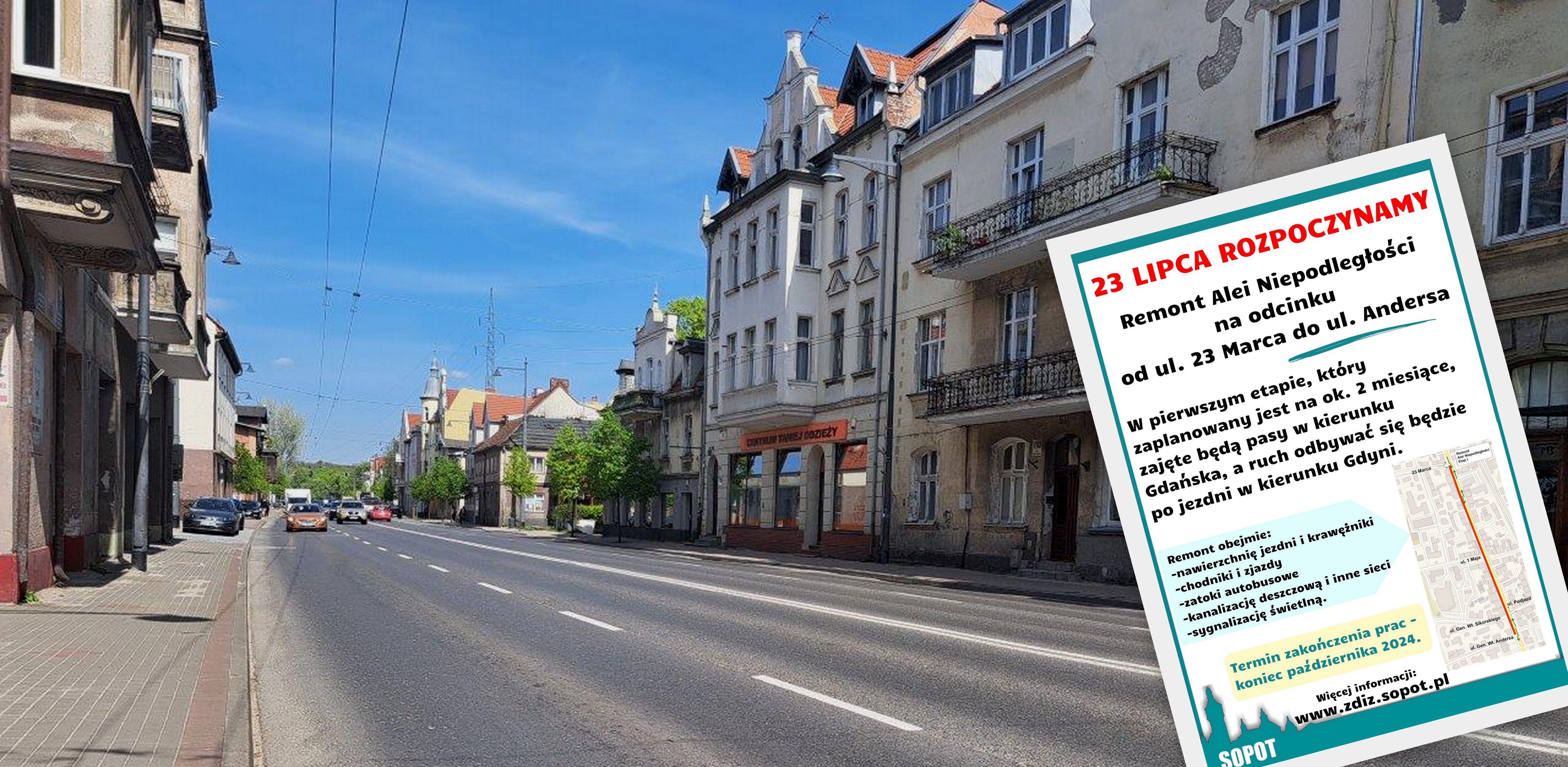 Al. Niepodległości w Sopocie (fot. ZDiZ Sopot)