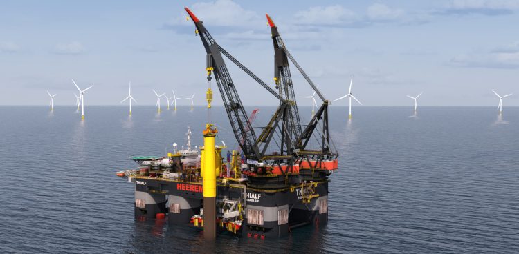 Statek Thialf należący do Heerema Marine Contractors. Holenderska firma przetransportuje i zainstaluje  fundamenty oraz morskie stacje elektroenergetyczne dla projektów Bałtyk 2 i Bałtyk 3. (fot. materiał prasowy)