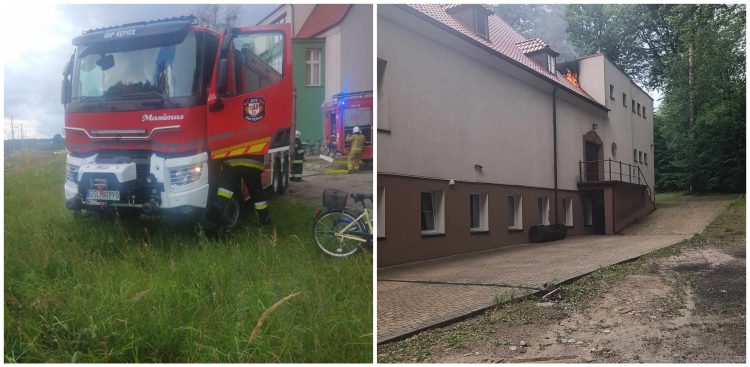 Pożar biblioteki w Kępicach (fot. OSP Kępice)