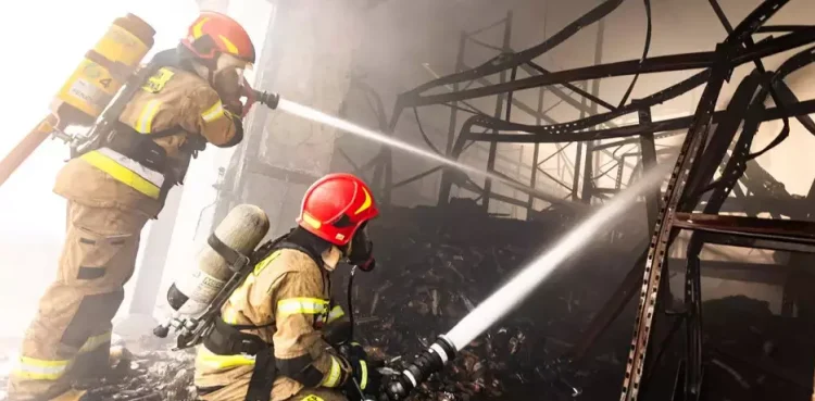 Akcja gaśnicza w Nowym Porcie. (Fot. mł. asp. Łukasz Rutkowski / PSP)