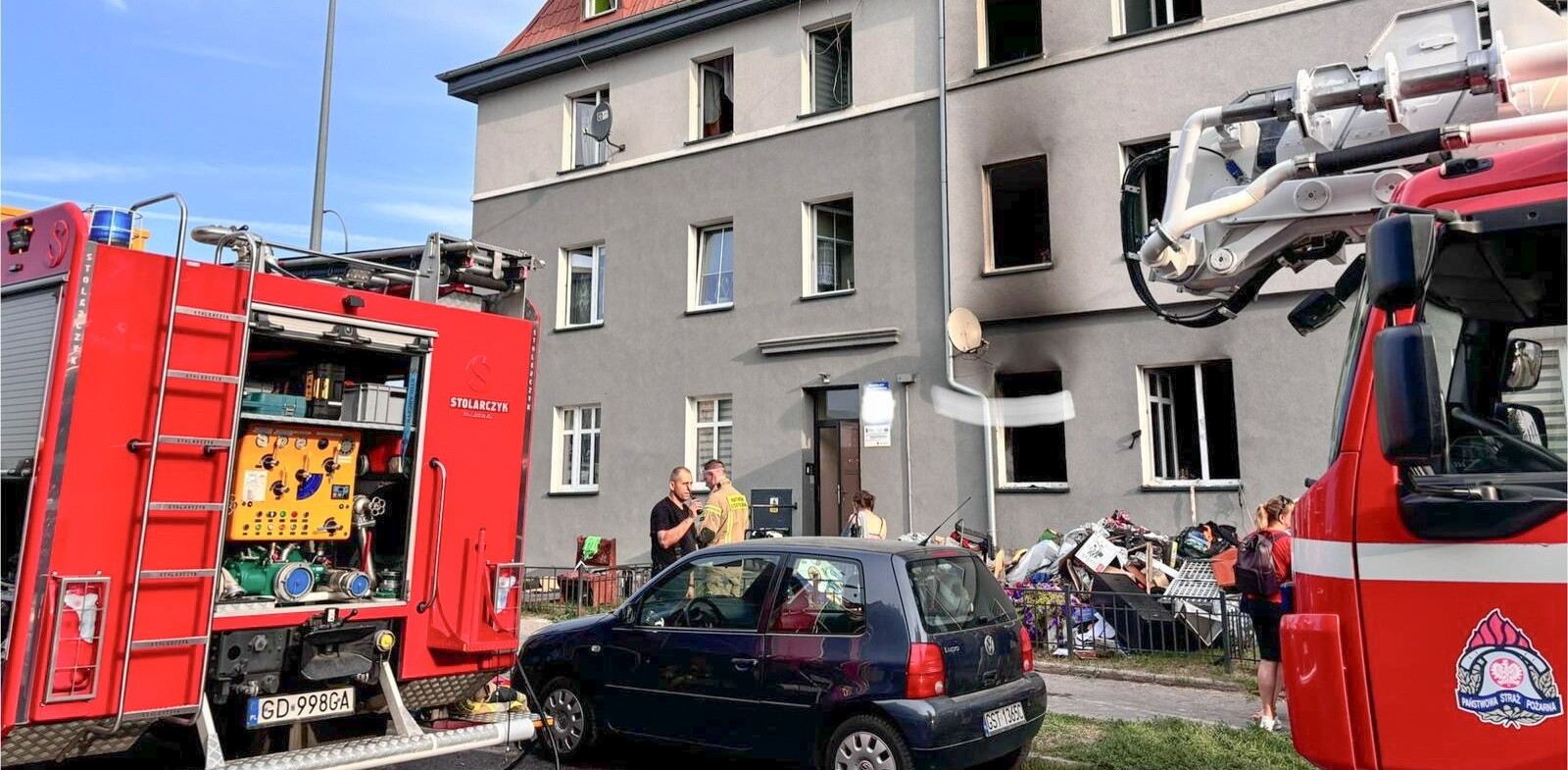 Pożar wybuchł w kamienicy w centrum Starogardu Gdańskiego(Fot. PAP/KP PSP Starogard Gdański)