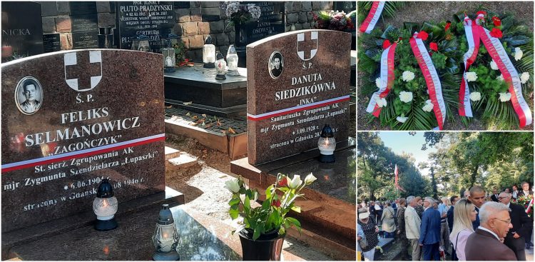 Uroczystości upamiętniające 78. rocznicę śmierci Danuty Siedzikówny "Inki" oraz Feliksa Selmanowicza "Zagończyka" odbyły się na Cmentarzu Garnizonowym w Gdańsku (For. Radio Gdańsk/Anna Rębas)