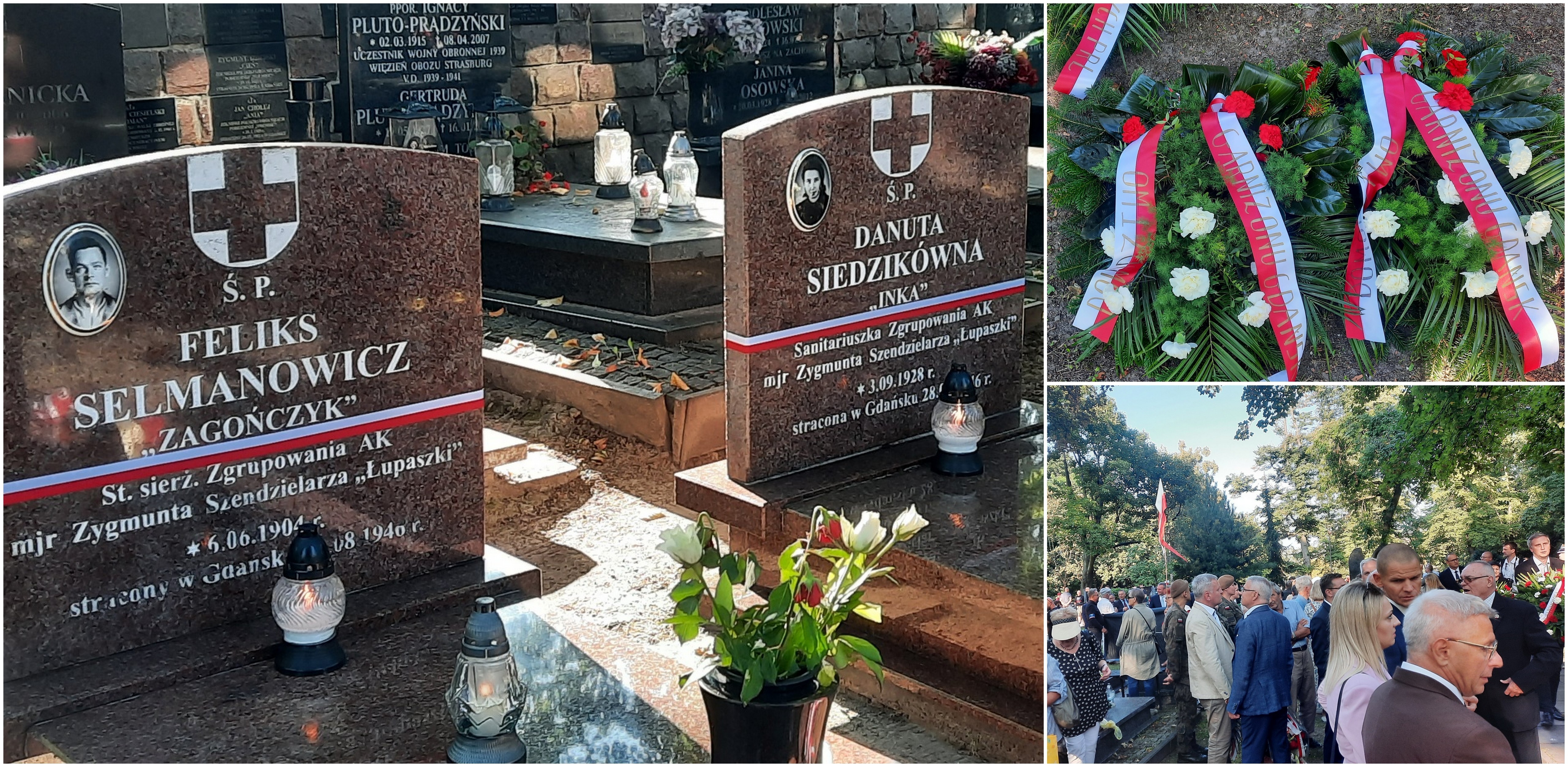 Uroczystości upamiętniające 78. rocznicę śmierci Danuty Siedzikówny "Inki" oraz Feliksa Selmanowicza "Zagończyka" odbyły się na Cmentarzu Garnizonowym w Gdańsku (For. Radio Gdańsk/Anna Rębas)