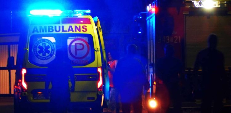 59-latek został zabrany na SOR (fot. M. Jasłowski)