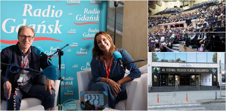 Festiwalowe studio Radia Gdańsk. Na zdjęciu: Tomasz Żółtowski i Magda Manasterska (fot. Radio Gdańsk/Piotr Puchalski)