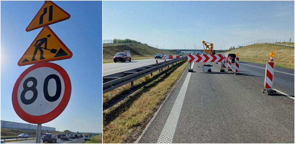 Roboty drogowe na autostradzie A1 (Fot. słuchaczka Radia Gdańsk)