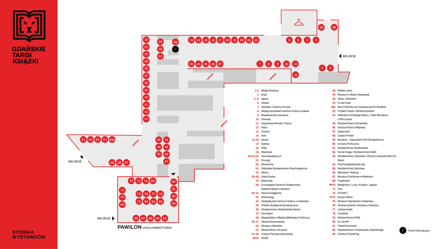 Mapa stoisk na Gdańskich Targach Książki