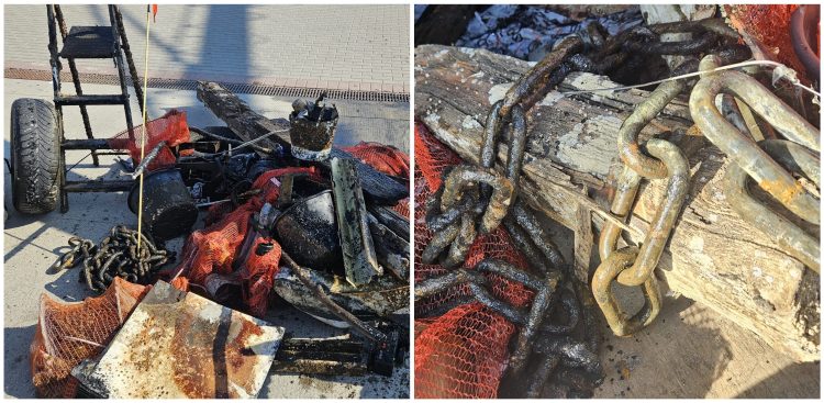 Około 20 nurków wolontariuszy zanurzyło się pod wodę, aby zebrać śmieci zalegające na dnie portu (fot. Copyright Fundacja MARE)