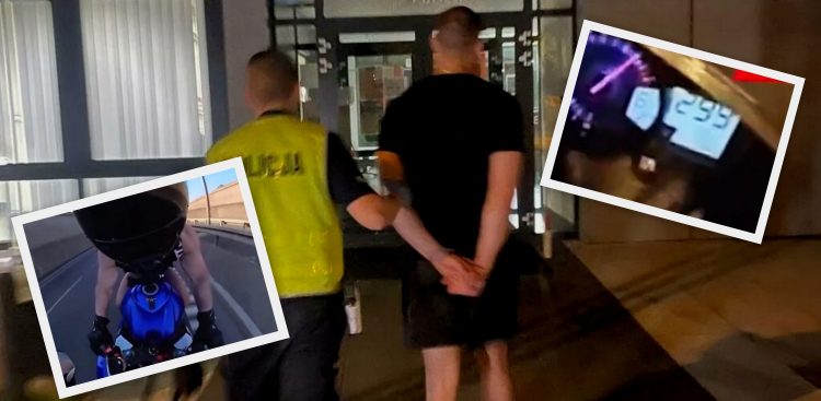 zatrzymany motocyklista (Fot. pomorska policja/film zatrzymanego)