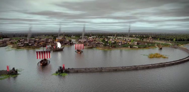 Wizualizacja osady Truso (fot. Wikimedia Commons)