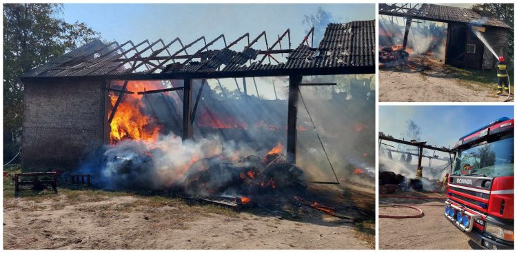 Zdjęcia z akcji strażaków w miejscowości Szpon (fot. OSP Grabowo Kościerskie)