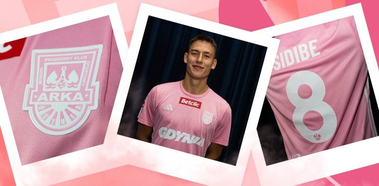 W niedzielę, w meczu z Pogonią Siedlce, piłkarze Arki Gdynia wystąpią w różowych koszulkach (fot. Facebook/Arka Gdynia)