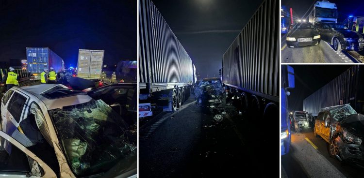 W zdarzeniu brało udział ponad 20 pojazdów (Fot. OSP Łęgowo)