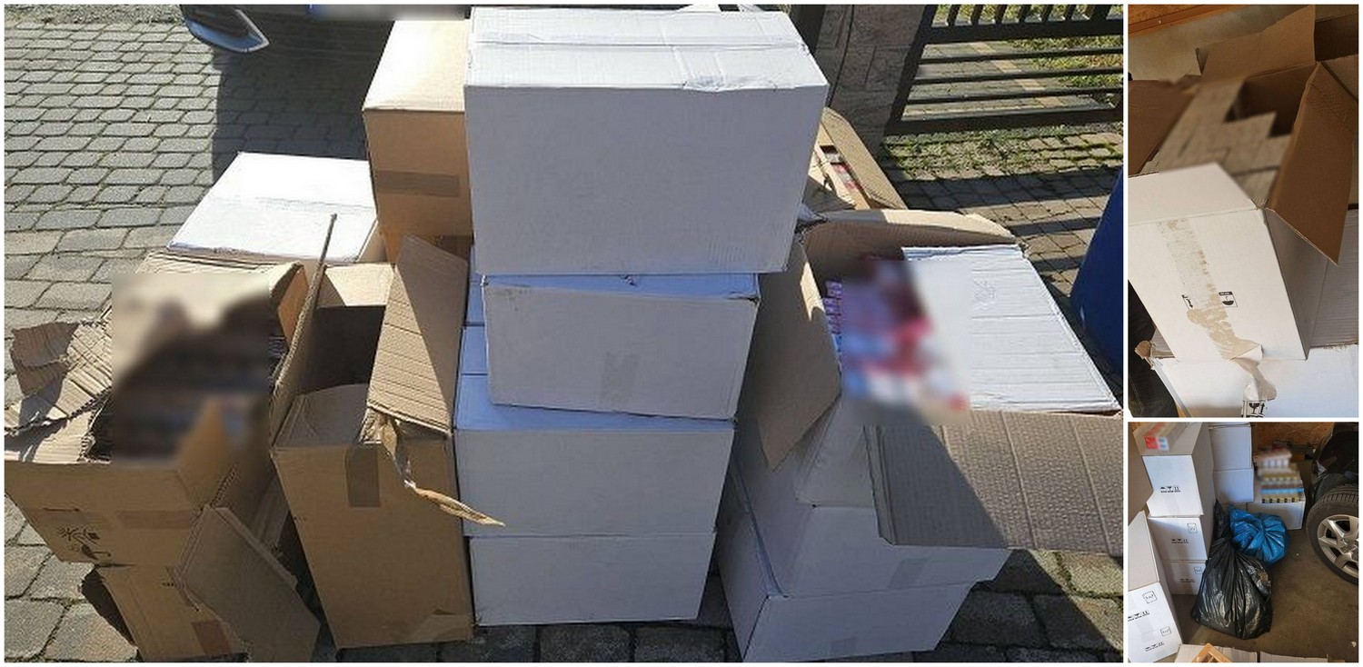 W skrytce w garażu pokrzywdzonego kryminalni znaleźli kontrabandę(Fot. KPP Tczew)