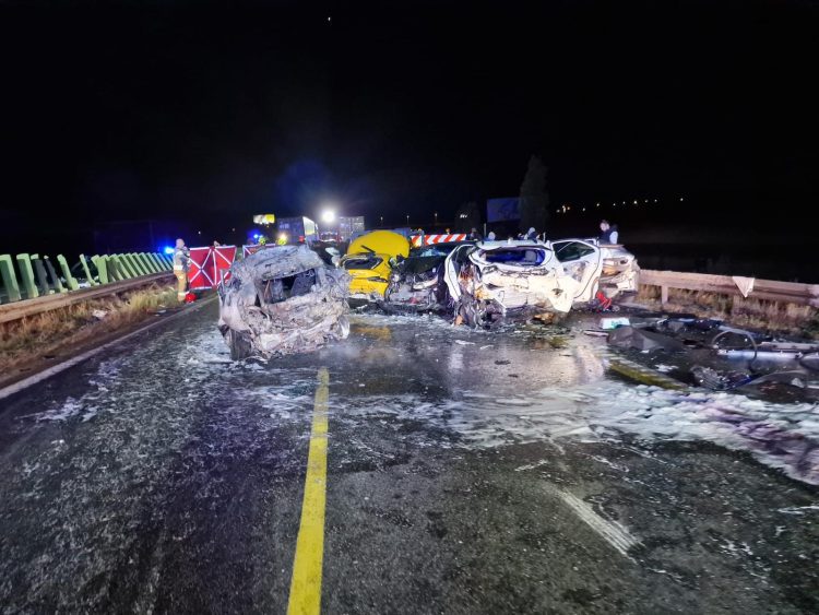 Karambol na trasie S7 (Fot. KW PSP Gdańsk)