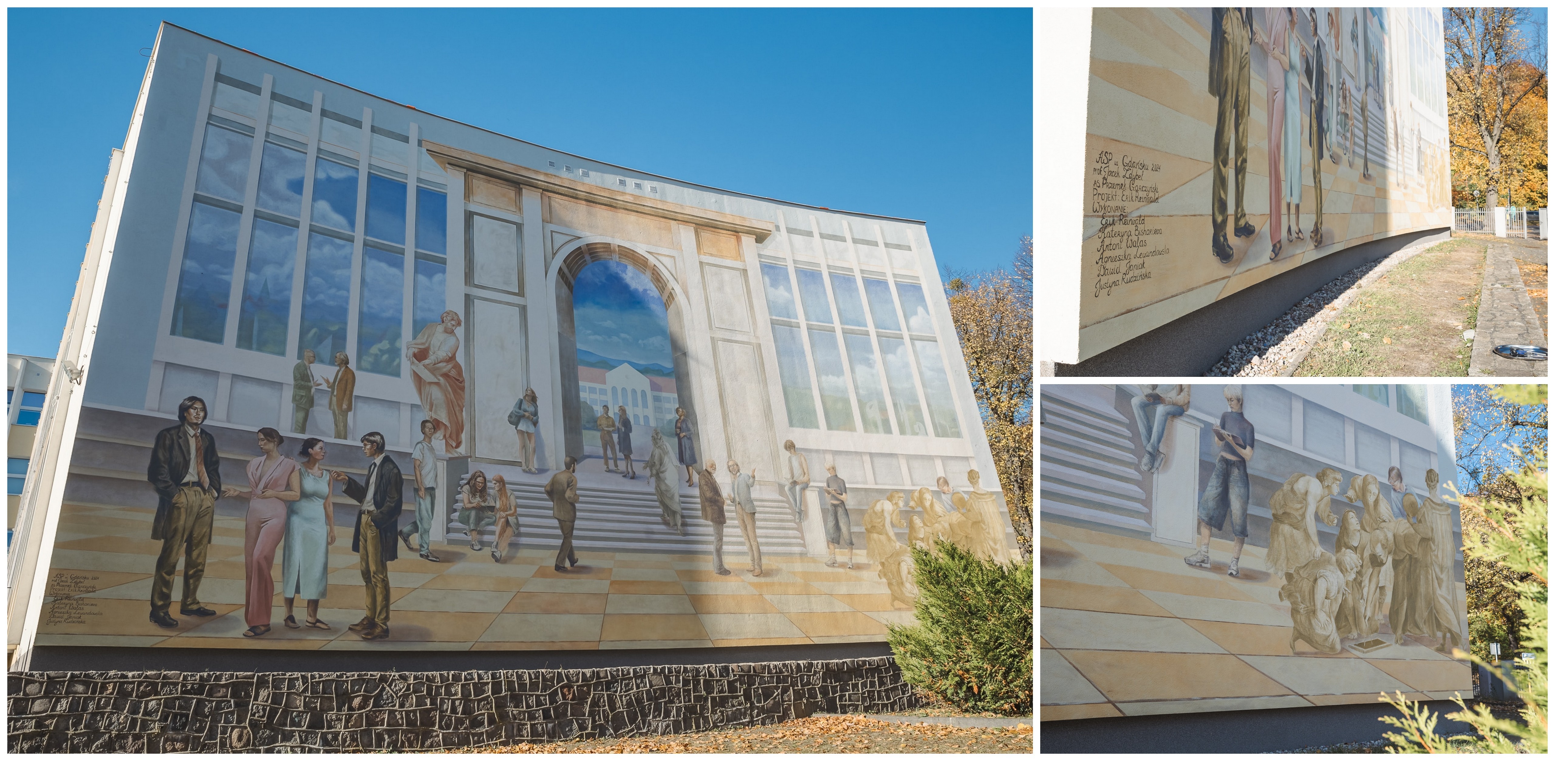 Autorzy muralu zapewniają, że ich interpretacja "Szkoły Ateńskiej" będzie zdobić budynek wydziału przez kolejne 30 lat (Fot. UG/Alan Stocki)