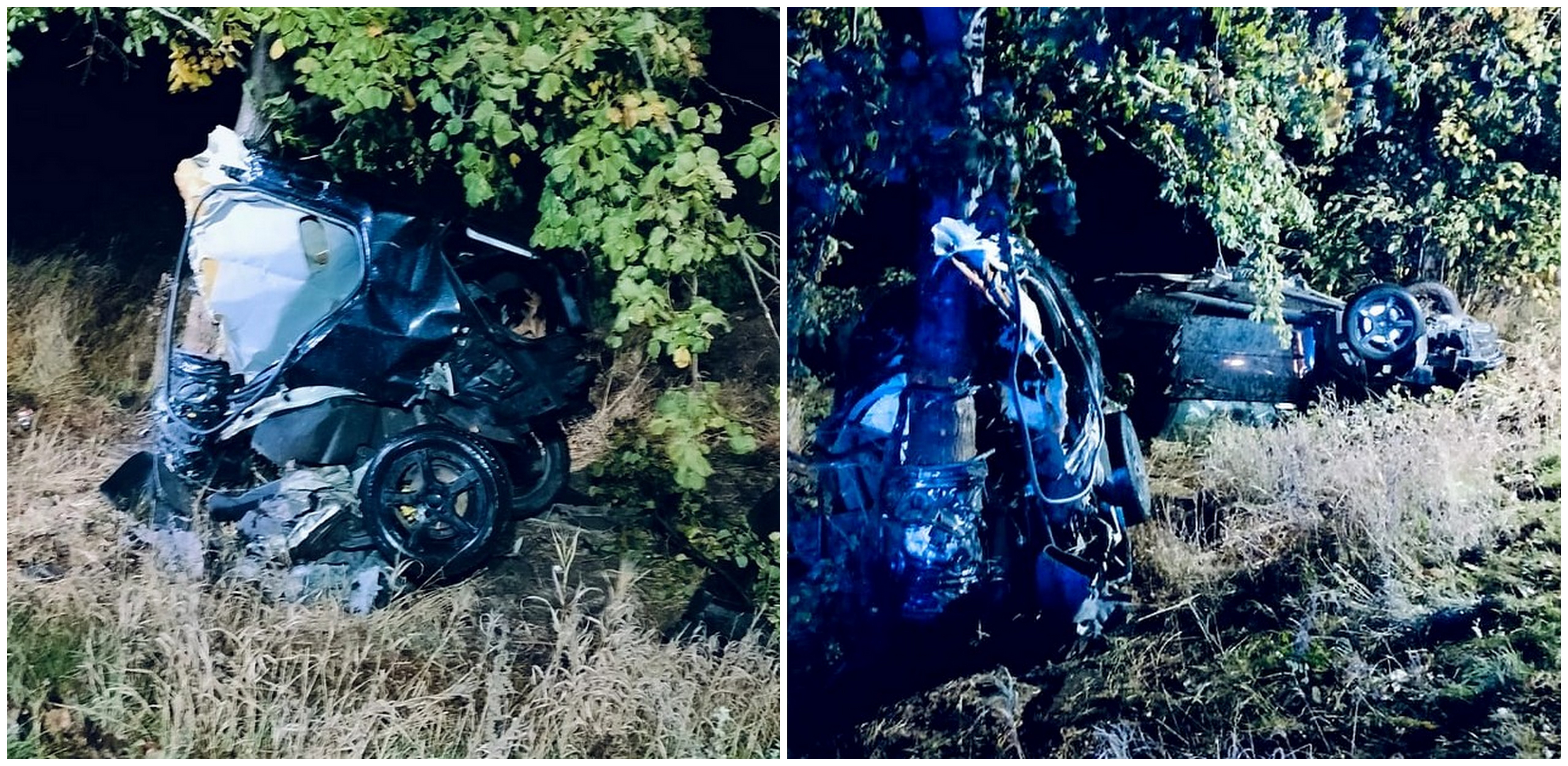 Mundurowi apelują o zachowanie ostrożności za kierownicą i dostosowanie prędkości do warunków panujących na drodze, stanu technicznego pojazdu oraz własnych umiejętności (fot. KPP Starogard Gdański)