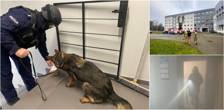 Ćwiczenia na terenie komisariatu w Słupsku (fot. KMP w Słupsku)