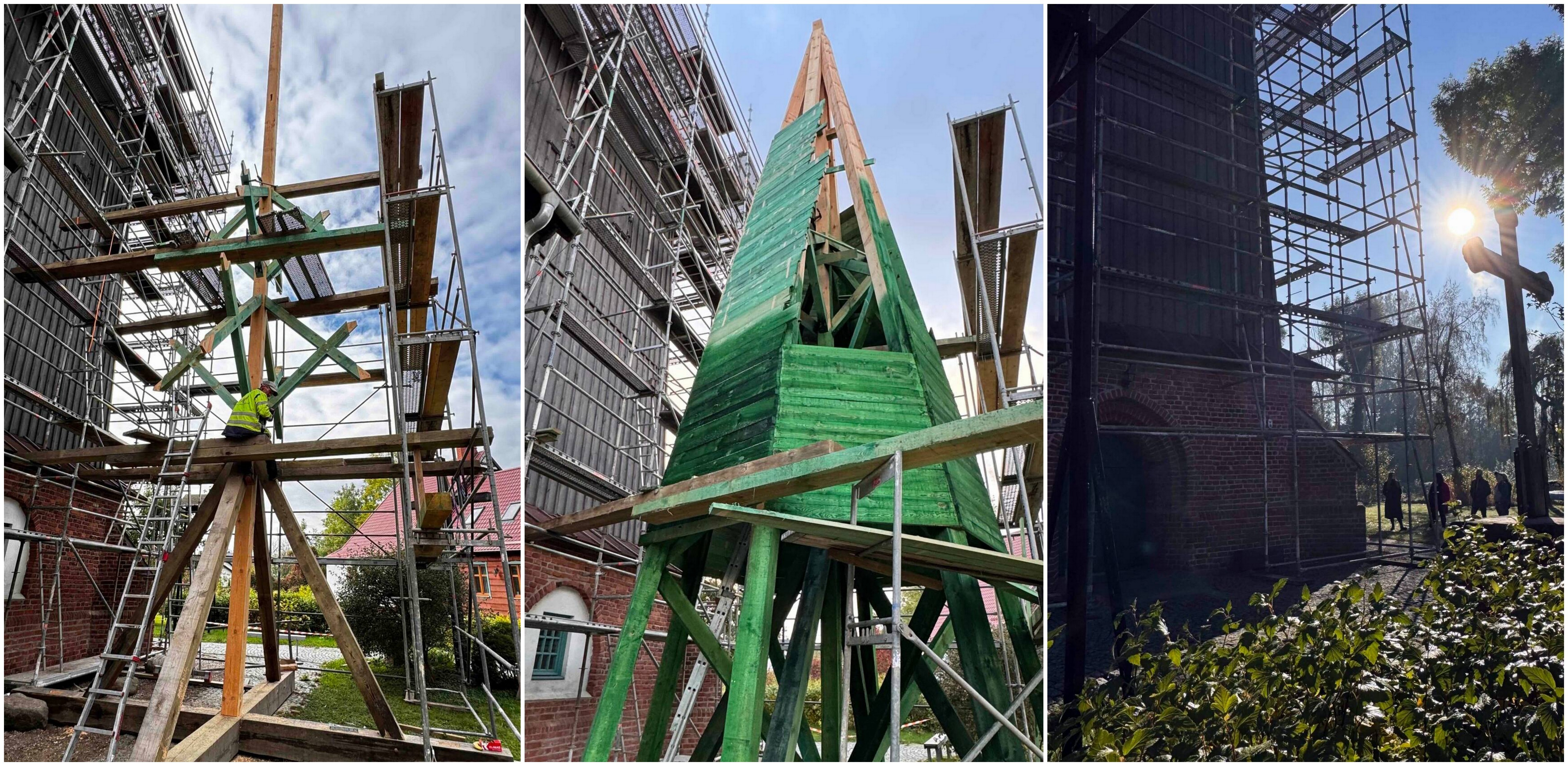 Rekonstrukcja hełmu wieży kościoła w Żelichowie-Cyganku (fot. cyganek.ndg.pl)