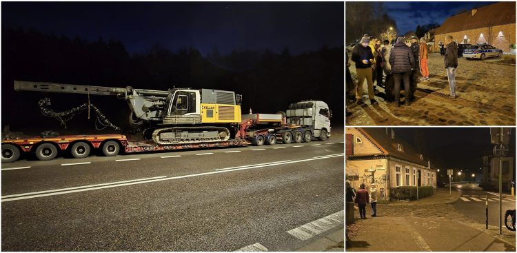 Mieszkańcy gdańskiej Oliwy zablokowali przejazd ciężarówki wiozącej palownicę (fot. Rada Dzielnicy Oliwa)