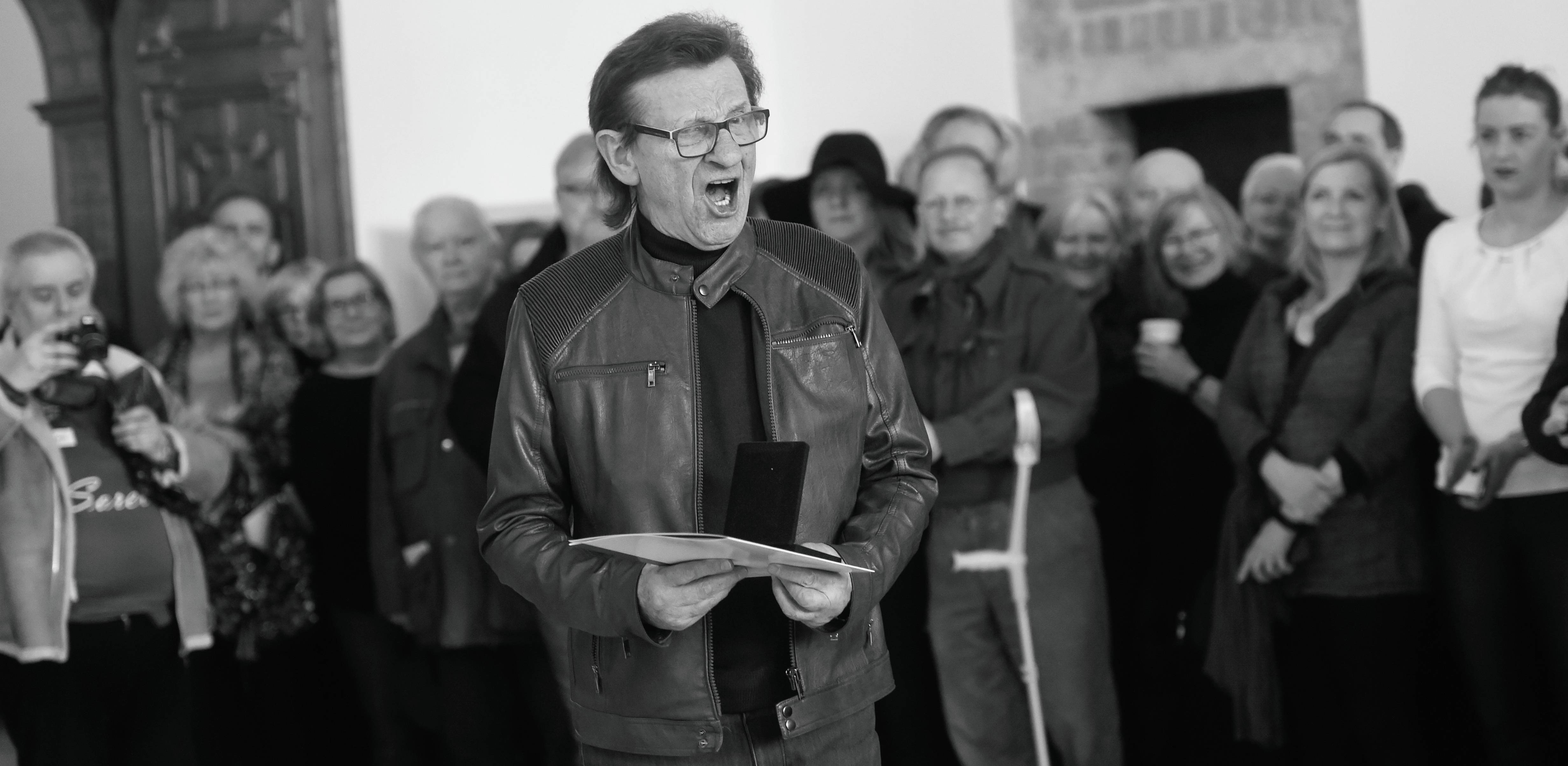 Gdańsk, Ratusz Głównego Miasta. Wernisaż wystawy "Nikt nam nie zabierze młodości. Narodziny bigbitu". Nz. Ryszard Poznakowski 24.03.2019 r. (fot. Maciej Kosycarz / KFP)