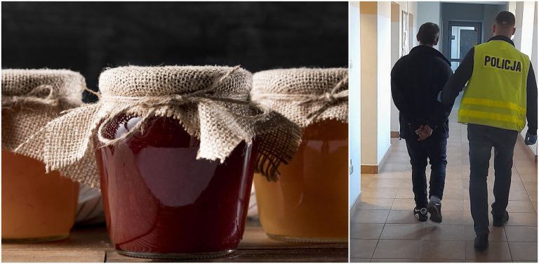 Kilkanaście słoików miodu zostało skradzionych z niezamkniętego samochodu (Fot. Freepik ; KPP Pruszcz Gdański)