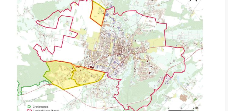 Fragment mapy Słupska z uchwały intencyjnej. (fot. UM Słupsk)