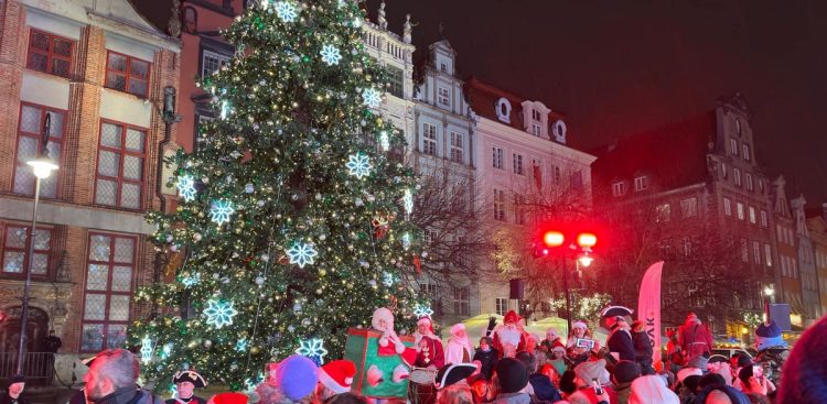 Największa gdańska choinka rozbłysła w czwartek o 18:00 (fot. Radio Gdańsk/Oskar Bąk)