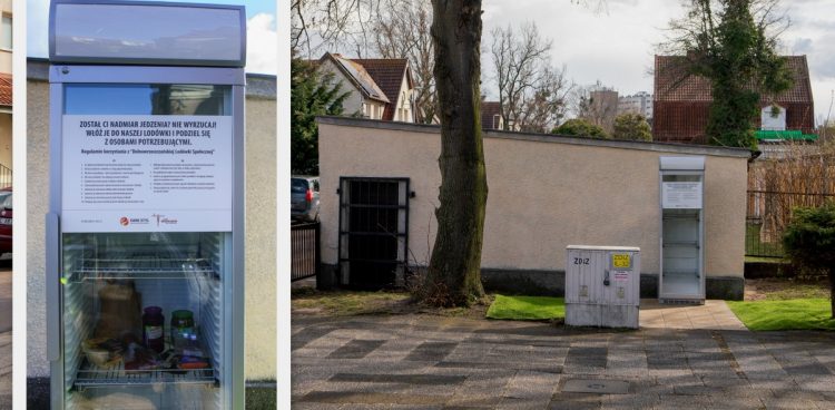 Lodówka społeczna w gdańskim Dolnym Wrzeszczu na terenie parafii św. Krzyża (fot. KFP/Anna Rezulak)