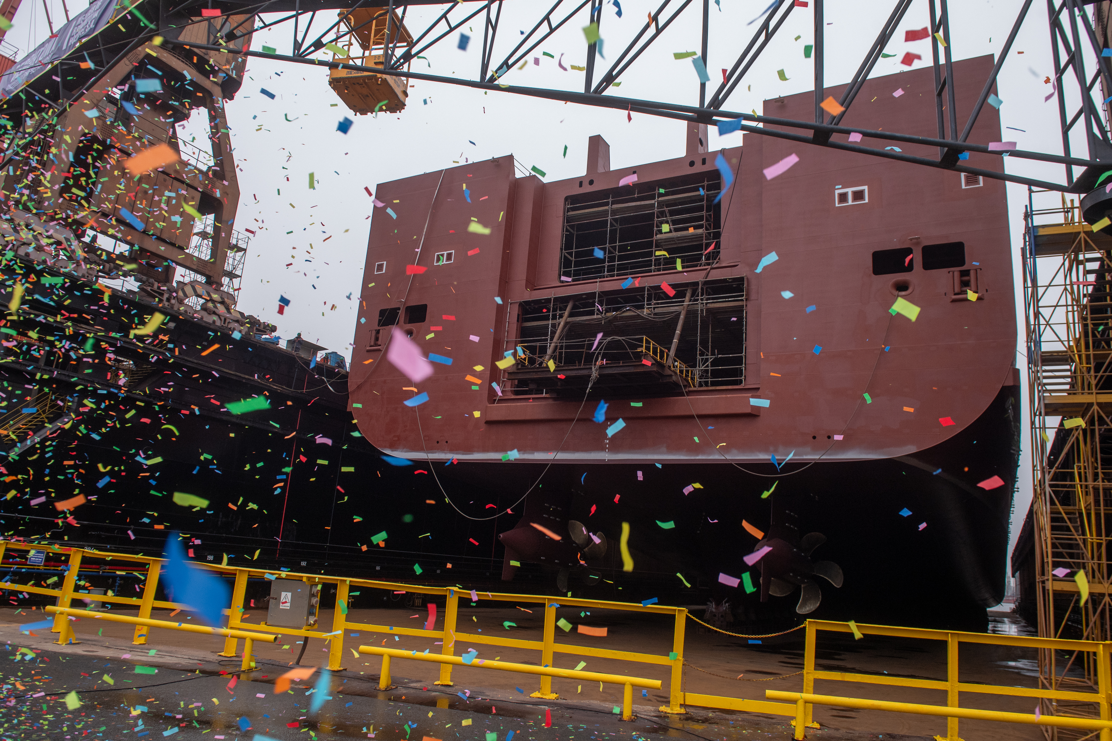 W stoczni "Remontowa" zwodowano drugi prom RoPax (fot. Paweł Marcinko / KFP)