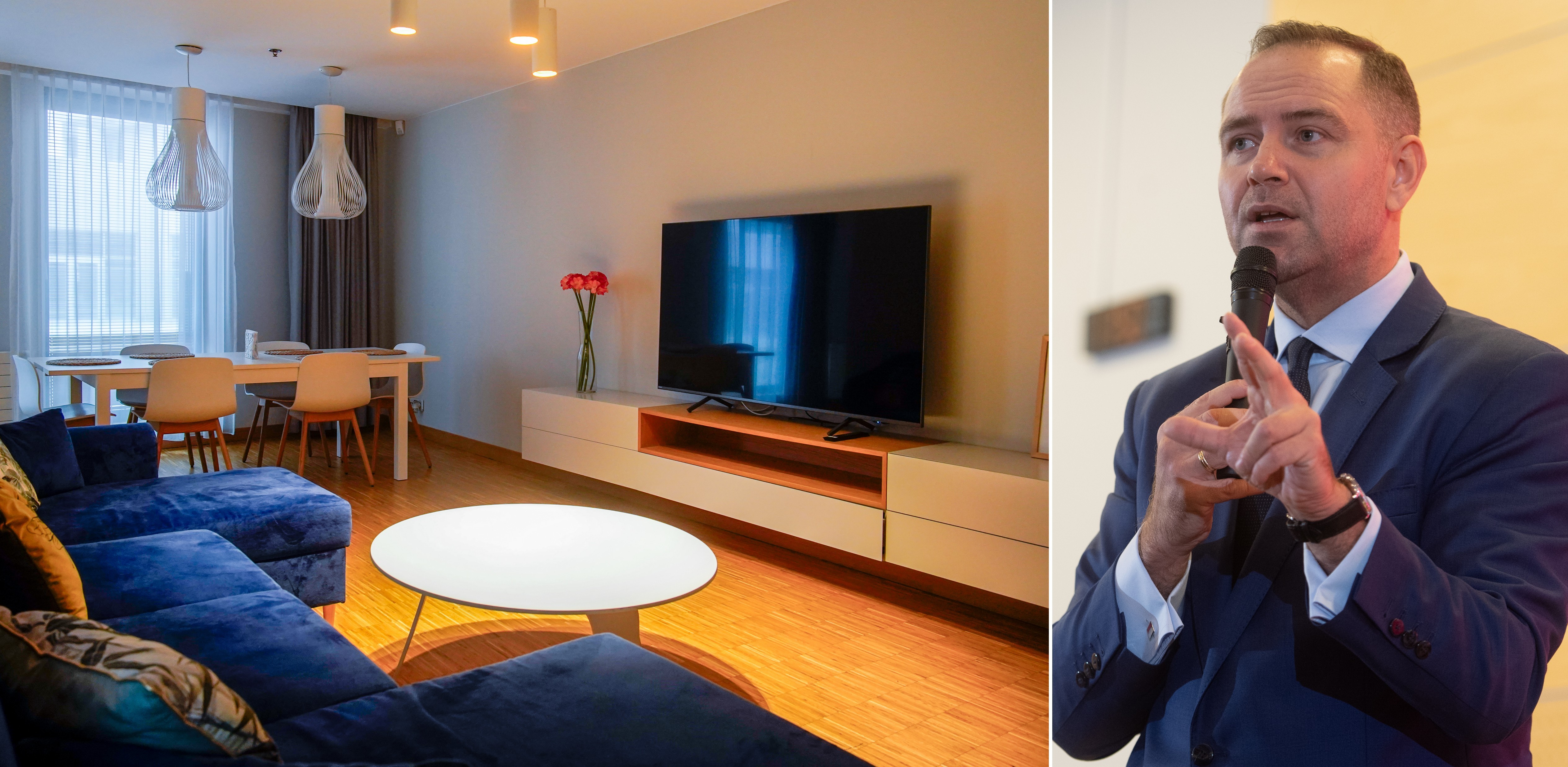 Nz. apartament deluxe w Muzeum II Wojny Światowej w Gdańsku ; Karol Nawrocki (Fot. KFP/Paweł Marcinko)