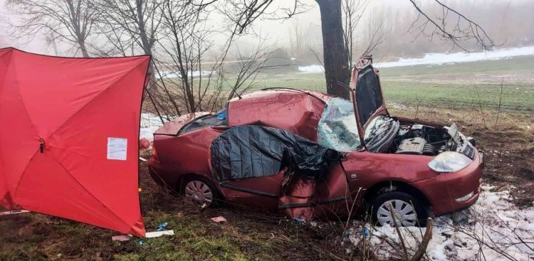 Wypadek w miejscowości Leśna Polana, 19.01.2025 r. (fot. KMP w Słupsku)