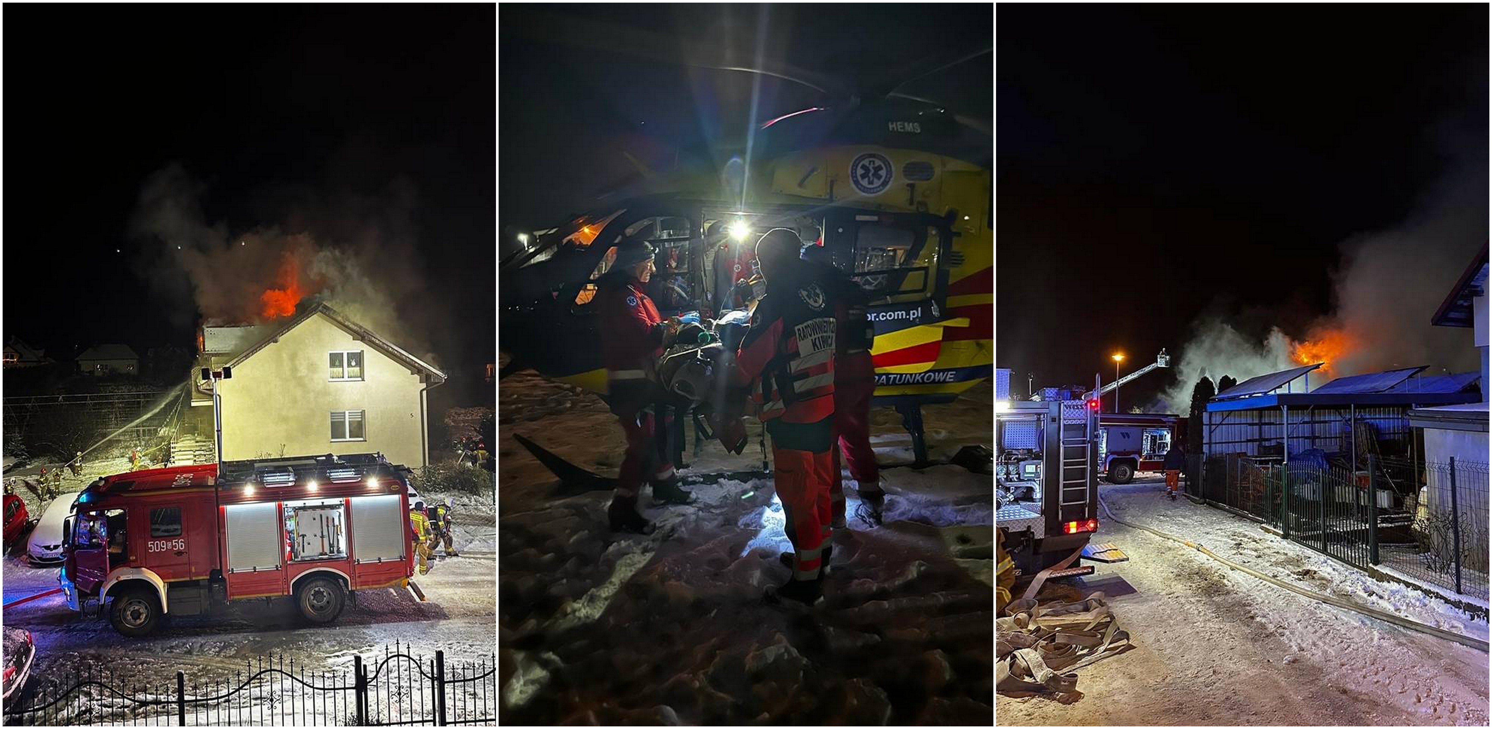 Pożar w miejscowości Dębogórze. W akcji brało udział LPR (fot. Facebook/Miejska Stacja Pogotowia Ratunkowego w Gdyni)