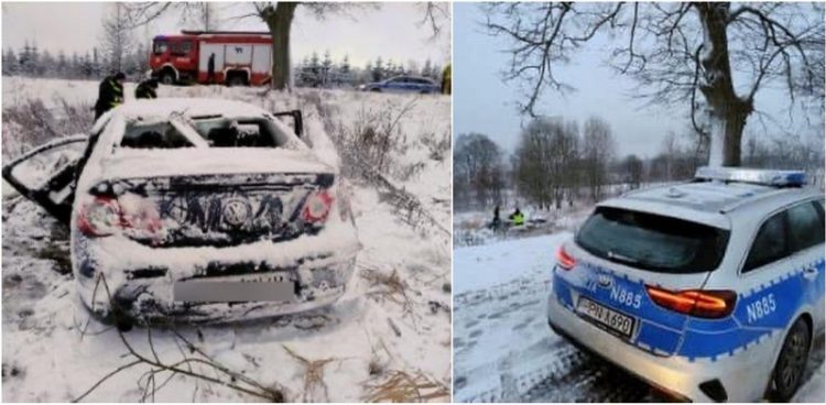 Miejsce wypadku (fot. Facebook/Pomorska Policja)